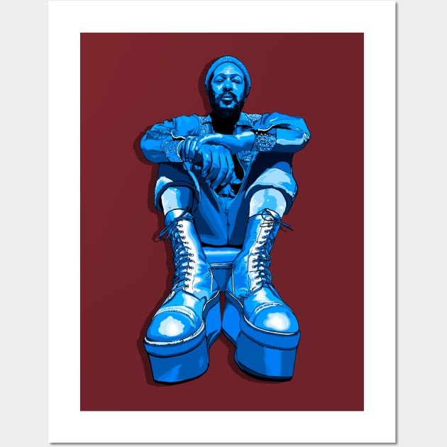 Marvin's Platform Boots- Blue Monochrome Wall Art by FanboyMuseum